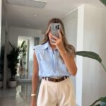 Rina Pile Detailed City Length Shorts -Beige