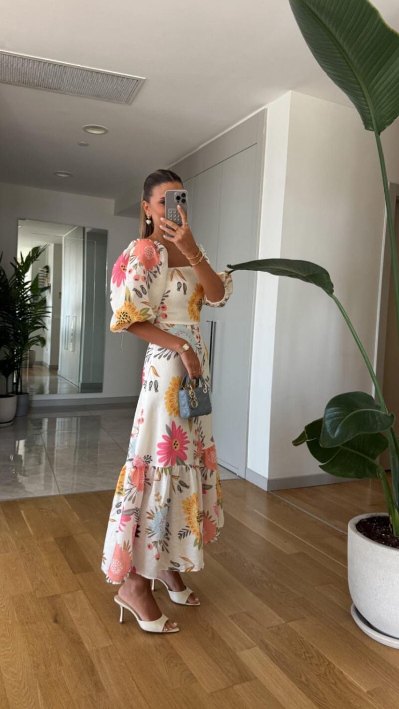 Floral Watermelon Sleeve Dress