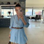 Blue Belted Layered Dress