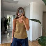 Gold Silvery Strap Knitwear Blouse