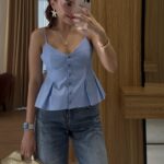 Raylin Baby Blue Poplin Crop