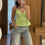 Raylin Lime Poplin Crop