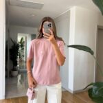 Gold Ami Written Basic T-Shirt - Dried Rose