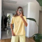 Gold Ami Written Basic T-Shirt - Yellow