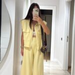 Yellow Front Pocket Detailed Vest Modal Set