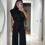 Black Front Pocket Detailed Vest Modal Set