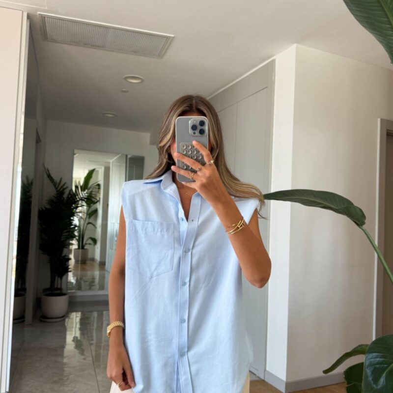 Padded Sleeveless Shirt - Blue