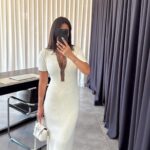 Cream Brown Polo Collar Knitwear Dress