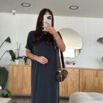 Smoked Crew Neck Side Slit Basic Dress