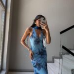 BLUE ORCHID PATTERNED DRESS