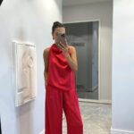 SATIN DRAPED TROUSERS SET