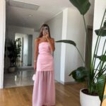 Strapless Combination Dress - Pink