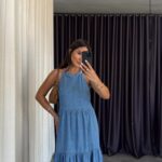 Denim Neck Tie Dress