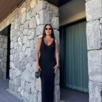Black V Neck Long Knitted Dress