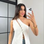 White Buttoned Asymmetrical Collar Lined Vest