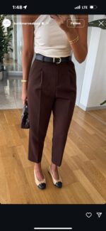 Carol Belted Carrot Pants - Brown - Image 2