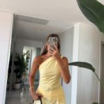 Qu Asymmetrical Collar Draped Blouse - Yellow