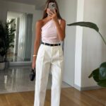 Carol Belted Carrot Pants - White