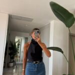 Halter Collar Satin Blouse - Black