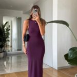 Sindy Zero Sleeve Jersey Dress - Dark Purple