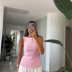 Boat Neck Blouse -Powder Pink