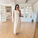 Around Crew Neck Cross Front Detailed Linen Dress