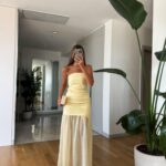 Strapless Combination Dress - Yellow