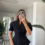 Padded Button Detailed Jacket - Black