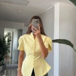 Padded Button Detailed Jacket - Yellow