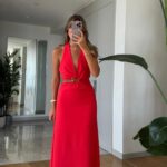 Devon Cupro Midi Dress - Pomegranate Flower