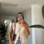 Gold Buttoned Knitwear Vest - Stone