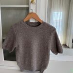 Mink Glitter Short Sleeve Knitwear Blouse