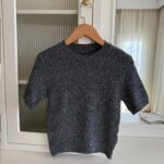 Anthracite Glitter Short Sleeve Knitwear Blouse