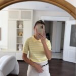 Biyeli Striped Yellow Short Sleeve Trick