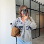 WRITTEN DETAILED GREY CARDIGAN