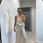 SATIN DRAPED TROUSERS SET