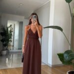 Samara Thin Strappy Dress - Coffee