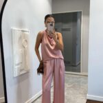 SATIN DRAPED TROUSERS SET