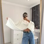 Wide Sleeve Satin Blouse White
