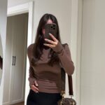 Brown Crew Neck Brand Model Basic Body