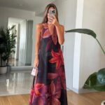 Halter Collar Floral Patterned Dress