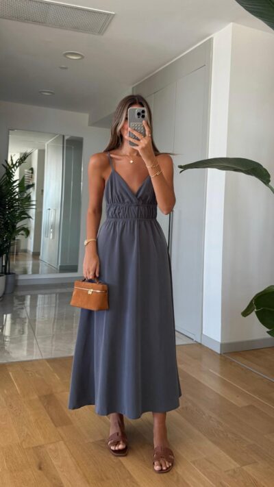 Samara Thin Strap Dress - Gray