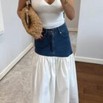 JEAN DETAILED POPLIN LONG SKIRT