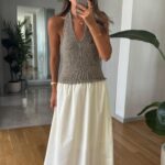 Knitwear Garnised Midi Dress