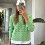 Lauren Hair Braided Sweater - Lime