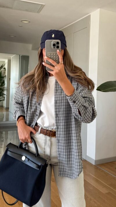 Cross Navy Blue Checkered Shirt