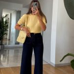 Lucca Washed Short Sleeve Knitwear Blouse - Yellow