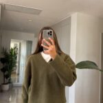 Dilvin V Neck Soft Sweater - Khaki