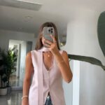 Lace Collared Scarf Vest - Powder