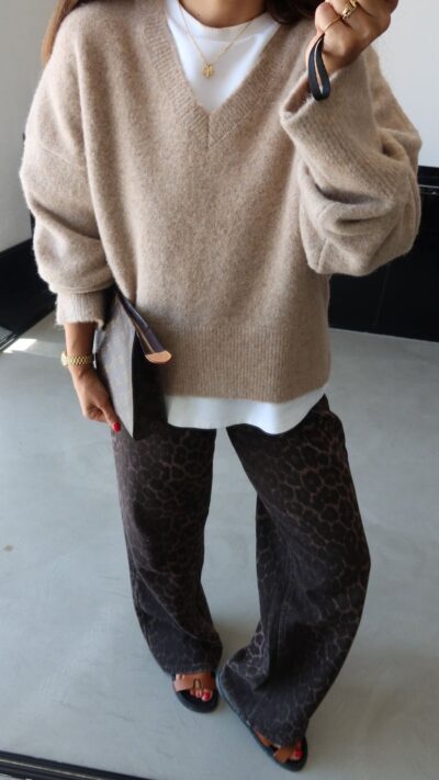 V Neck Soft Textured Sweater